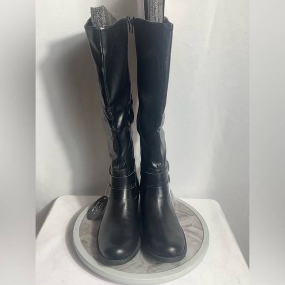 Style & Co Black Wide Calf Tall Boots 9M MaliAAP Buckle Zip Knee Hig - Picture 1 of 11